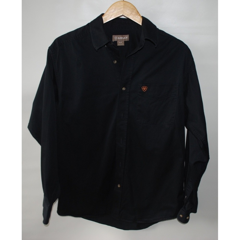 Ariat Solid Twill Classic Fit Black Long Sleeve Western Shirt Men's M – Used